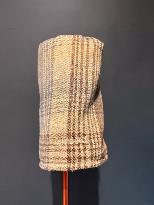 Beige check golf club headcover, back view